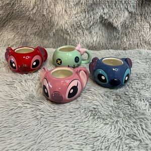 Stitch 4pcs Sculpted Ceramic Mini Mug Set 3.5 oz